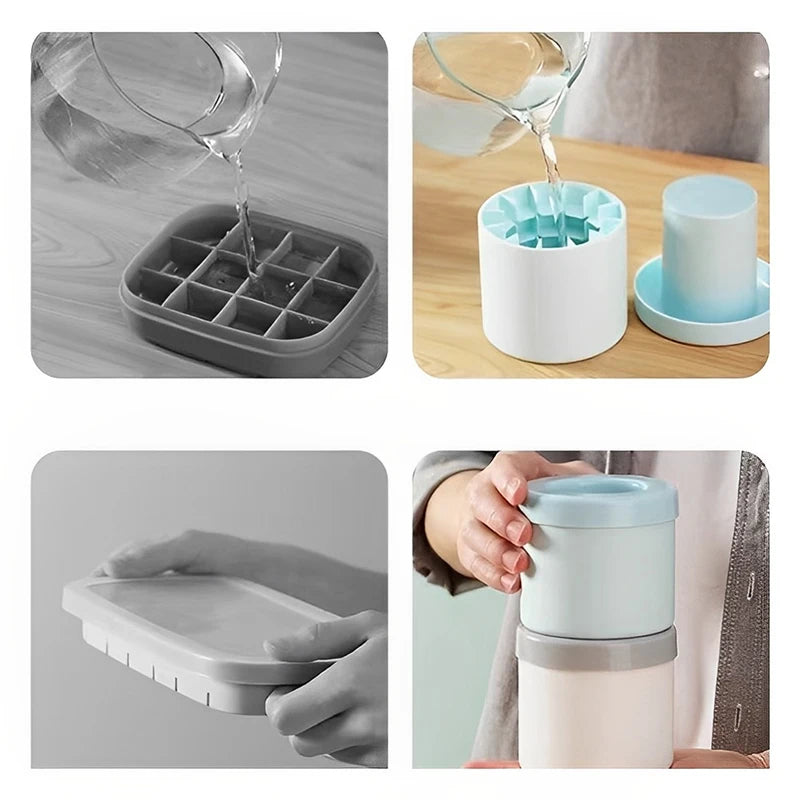 Ice Bucket Cup Mold Ice Cubes Tray Food Grade Quickly Freeze Silicone Ice Maker Creative Design Ice Bucket Whiskey Beer Maker