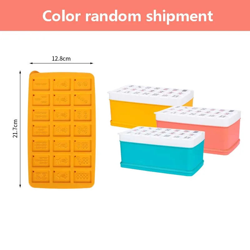 Mahjong Shaped Ice Mold 21 Grids Ice Tray with Storage Box Shovel DIY Mahjong Ice Cube Maker For Bar Home Party Kitchen Tools