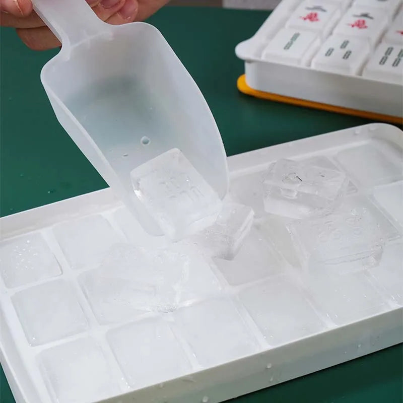 Mahjong Shaped Ice Mold 21 Grids Ice Tray with Storage Box Shovel DIY Mahjong Ice Cube Maker For Bar Home Party Kitchen Tools