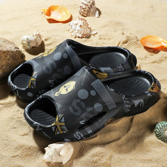 New 2024 Summer Thick Bottom Patchwork Fashion Sandals Men Casual Beach Shoes Hollow-Out Garden Clogs Outdoor Slippers