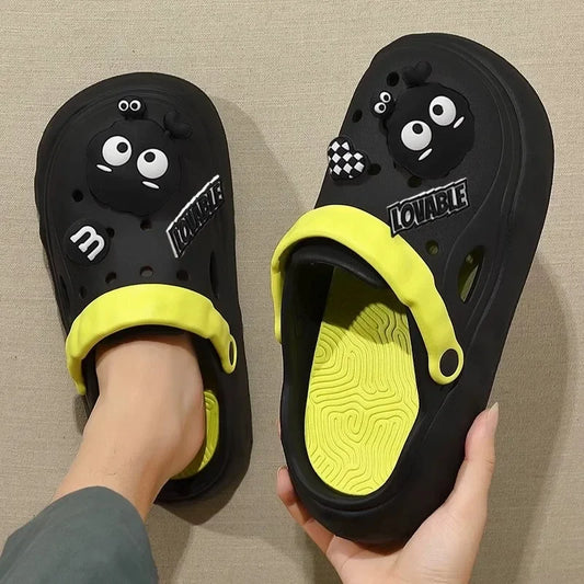 Couple Slippers for Men Summer Outerwear Non-Slip Wear-Resistant Sandals Croc Shoes Men's Thick-soled Beach Outdoor